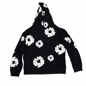 Blue Hoodie with White Floral Clusters